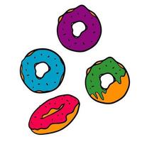 doodle donut illustration with hand drawn style isolated on white background vector