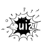 hand drawn Quiz in comic pop art style. Quiz brainy game word. Vector illustration design isolated background