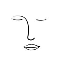 Abstract line continuous face. Contemporary drawing in modern cubism style. Portrait of a woman face isolated background vector