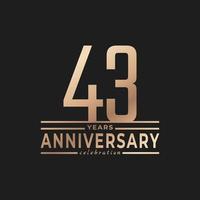 43 Year Anniversary Celebration with Thin Number Shape Golden Color for Celebration Event, Wedding, Greeting card, and Invitation Isolated on Dark Background vector