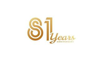 81 Year Anniversary Celebration with Handwriting Golden Color for Celebration Event, Wedding, Greeting card, and Invitation Isolated on White Background vector