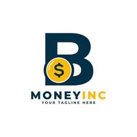 Cash Logo. Letter B with Coin Money Logo Design Template vector