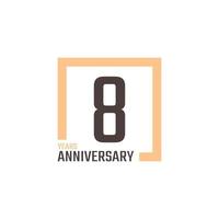 8 Year Anniversary Celebration Vector with Square Shape. Happy Anniversary Greeting Celebrates Template Design Illustration