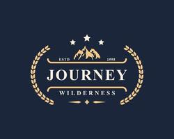 Vintage Retro Badge Wilderness Mountain Adventure Logo for Outdoor Camp Emblem Design Template vector