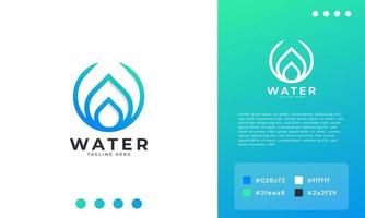 Water Drop Logo Design Template Linear style. Blue Droplet Lines Aqua Icon vector