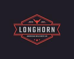 insignia de etiqueta retro vintage clásica para texas longhorn western bull head familia campo granja inspiración para el diseño del logotipo vector