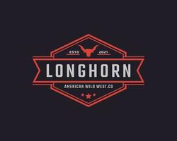 Classic Vintage Retro Label Badge for Texas Longhorn Western Bull Head Family Countryside Farm Logo Design Inspiration vector