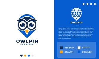 Modern Minimalist Owl Pin Logo Icon Vector for Education ,Pin and Owl Combination Logo Template