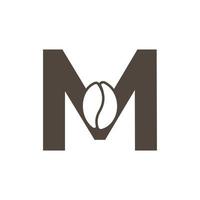 Coffee Shop Logo. Letter M with Negative Space Coffee Icon Inside. Vector Design Template