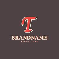 Retro Letter T Logo in Vintage Western Style with Double Layer. Usable for Vector Font, Labels, Posters etc