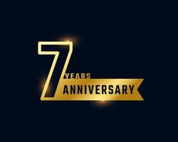 7 Year Anniversary Celebration with Shiny Outline Number Golden Color for Celebration Event, Wedding, Greeting card, and Invitation Isolated on Dark Background vector