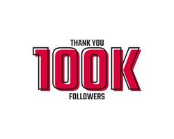 Thank You 100 K Followers Card Celebration Vector Post Social Media Template.