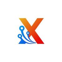 elemento de plantilla de diseño de logotipo de tecnología de letra inicial x vector