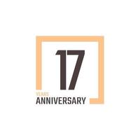 17 Year Anniversary Celebration Vector with Square Shape. Happy Anniversary Greeting Celebrates Template Design Illustration