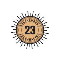 Vintage Retro 23 Year Anniversary Celebration with Firework Color. Happy Anniversary Greeting Celebrates Event Isolated on White Background vector