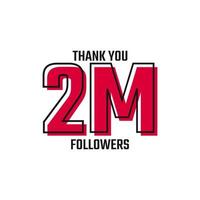 Thank You 2 M Followers Card Celebration Vector Post Social Media Template.