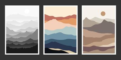 Abstract mountain painting, Abstract background, Premium Vector