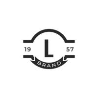 elemento de plantilla de diseño de logotipo de letra l insignia vintage. adecuado para identidad, etiqueta, insignia, café, vector de icono de hotel