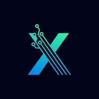 Tech Letter X Logo. Futuristic Vector Logo Template with Green and Blue Gradient Color. Geometric Shape. Usable for Business and Technology Logos.