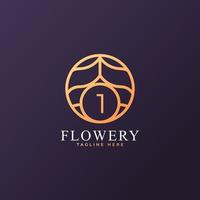 Flower Number 1 Logo Design Template Element. Eps10 Vector