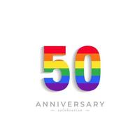 50 Year Anniversary Celebration with Rainbow Color for Celebration Event, Wedding, Greeting card, and Invitation Isolated on White Background vector