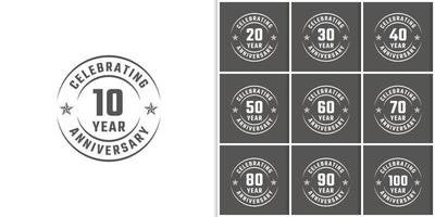 Set of Year Anniversary Celebration Emblem Badge with Gray Color for Celebration Event, Wedding, Greeting card, and Invitation Isolated on White Background vector