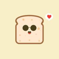 vector funny cartoon cute sliced bread character isolated on color background. Bakery label mascot. Vector flat cartoon character illustration icon. Toast,good morning card, breakfast concept