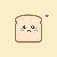 vector funny cartoon cute sliced bread character isolated on color background. Bakery label mascot. Vector flat cartoon character illustration icon. Toast,good morning card, breakfast concept