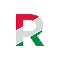 Initial Letter R Paper Cutout with Italian Flag Color Logo Design Template vector