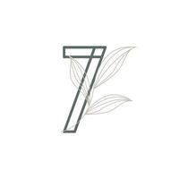 logotipo floral y botánico número 7. hoja de naturaleza femenina para salón de belleza, masajes, cosméticos o símbolo de icono de spa vector