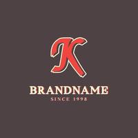 Retro Letter K Logo in Vintage Western Style with Double Layer. Usable for Vector Font, Labels, Posters etc