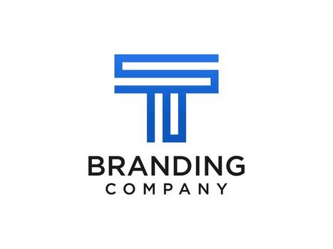 Initial Letter T Logo. Monogram Linear Style isolated on White  Background. Usable for Business and Branding Logos. Flat Vector Logo Design Template Element.