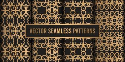 Ornamental black gold seamless pattern background vector