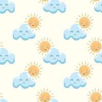 Seamless sunrise cartoon pattern vector