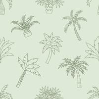 Seamless palm outline cartoon pattern vector