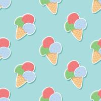 Seamless ice cream sticker in summer cartoon pattern vector