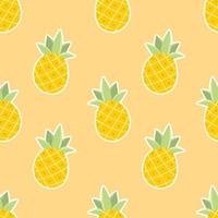 Seamless pineapple sticker in summer cartoon pattern vector