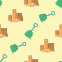 Seamless sand castle sticker in summer cartoon pattern vector