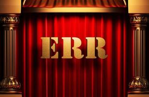 err golden word on red curtain photo