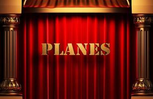 planes golden word on red curtain photo