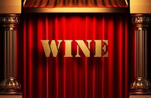 wine golden word on red curtain photo