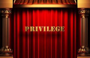 privilege golden word on red curtain photo