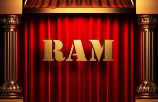 ram golden word on red curtain photo