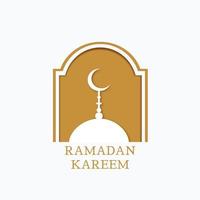 Ramadan Kareem islamic greeting design with mosque in flat style. background Vector illustration