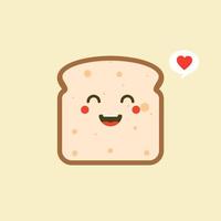 vector funny cartoon cute sliced bread character isolated on color background. Bakery label mascot. Vector flat cartoon character illustration icon. Toast,good morning card, breakfast concept