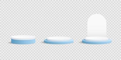 Set of podiums on transparent background. Pedestal isolated transparent background. Vector illustration.