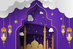 Background Ramadan Kareem Islamic with element and purple color vector