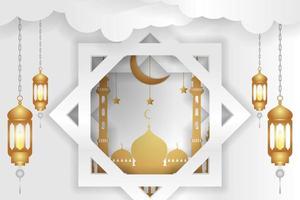 Ramadan Kareem Islamic background white color with element vector