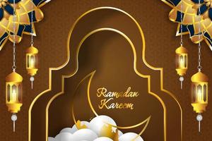 Ramadan Kareem Islamic background brown color with element vector