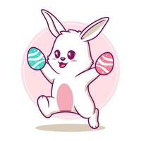 Easter bunny cartoon illustration vector